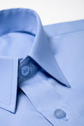 Short Sleeve Raised Collar Shirt Blue (2)