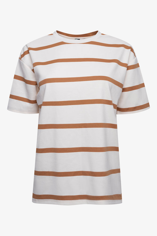 Stripe Short Sleeve Oversized T-Shirt White