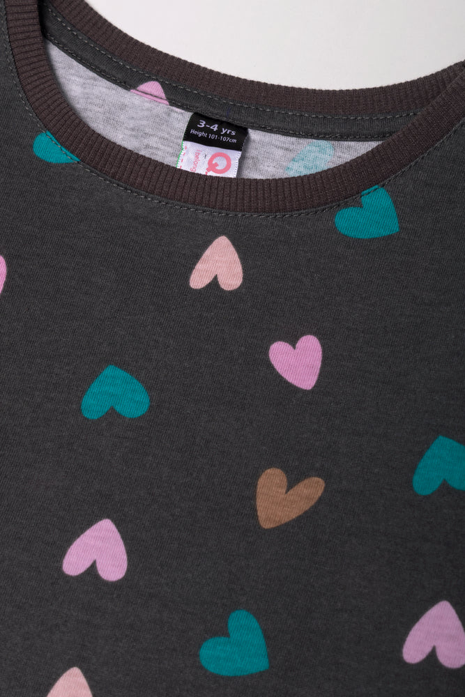 Heart Long Sleeve T-Shirt Dark Grey