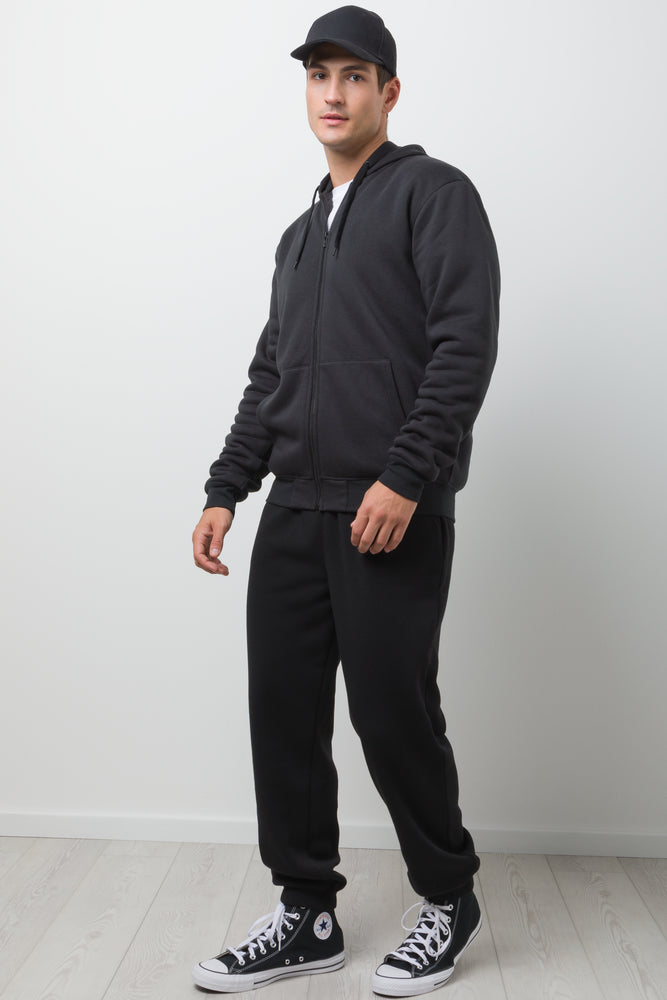 Sherpa Lined Zip Through Hooded Tracktop Black