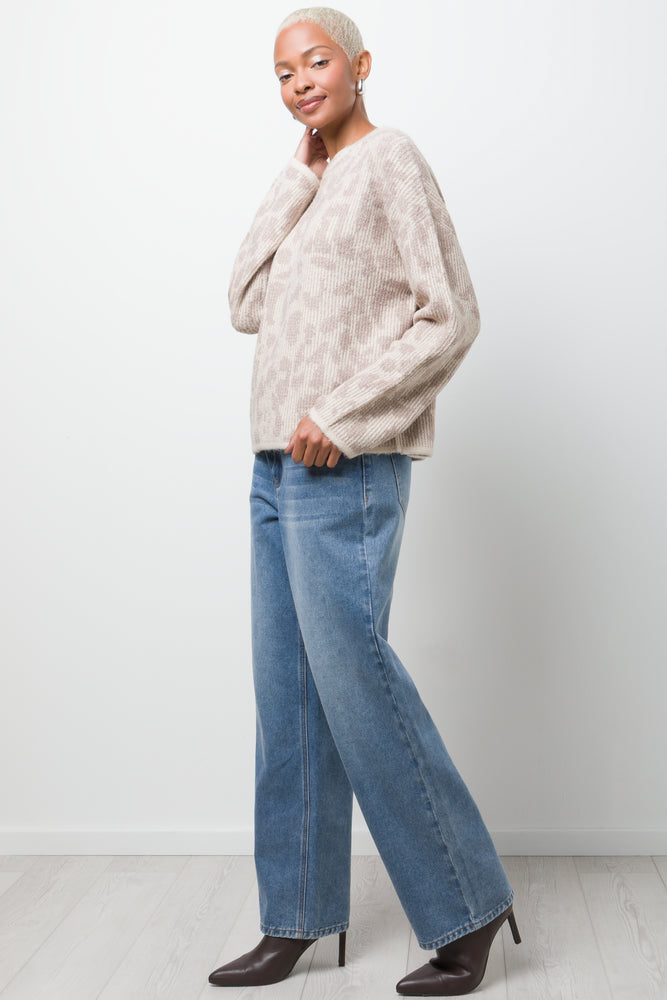 Animal Print Crew Neck Jersey Natural (1)