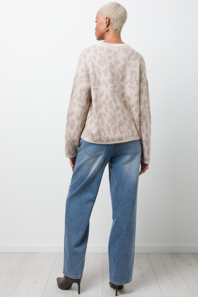 Animal Print Crew Neck Jersey Natural (2)