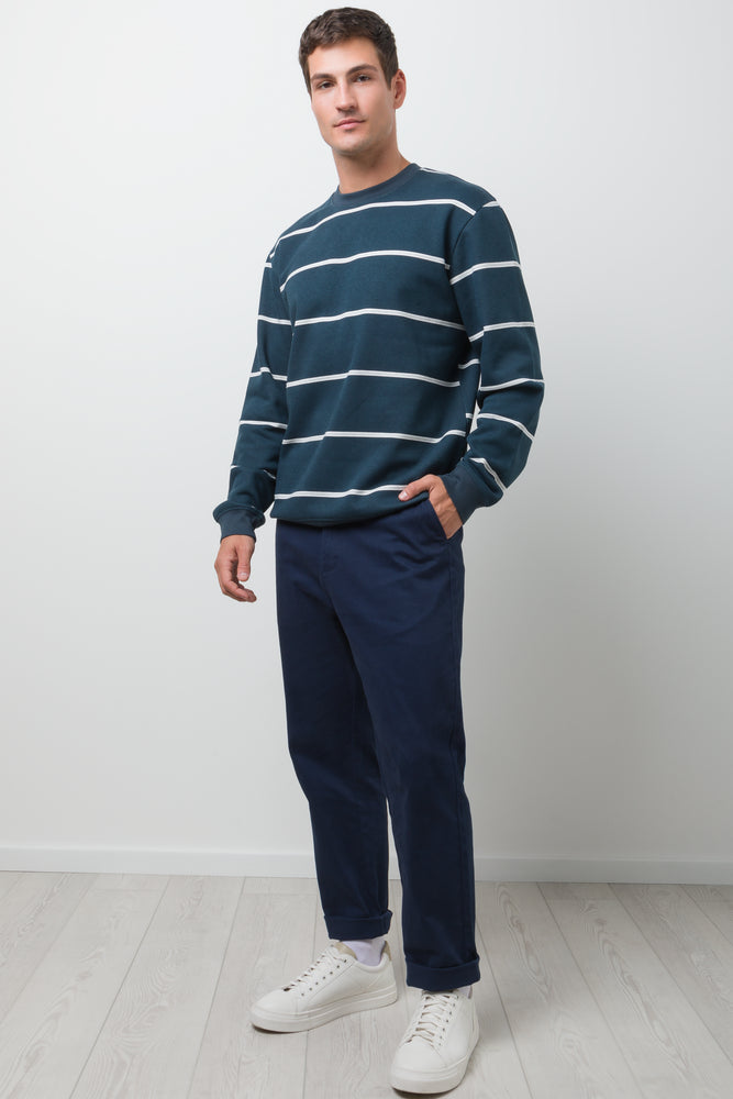 Stripe Crew Neck Tracktop Navy