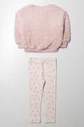 Shaggy Fleece Crew Neck And Leggings Set Pink (3)