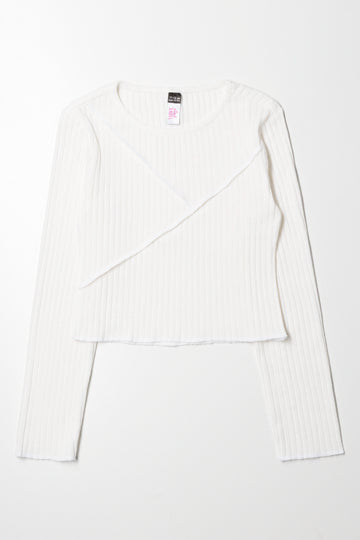 Crew Neck Rib Top Cream