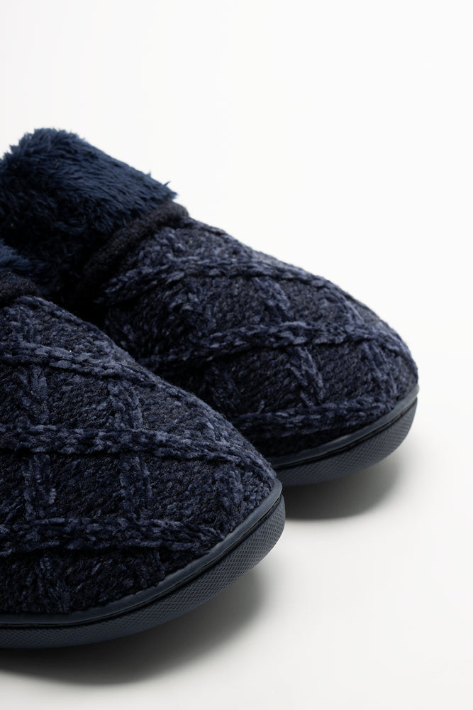 Knit Slippers Navy (2)