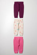 3 Pack Track Pants Burgundy, Natural And Pink