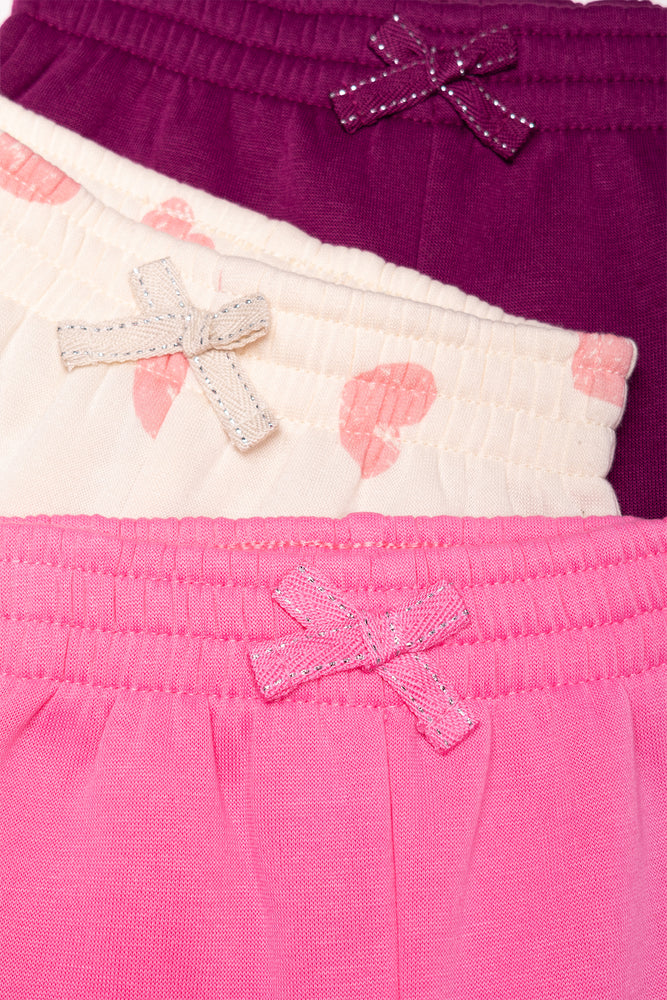 3 Pack Track Pants Burgundy, Natural And Pink (1)