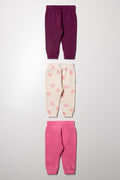 3 Pack Track Pants Burgundy, Natural And Pink (2)