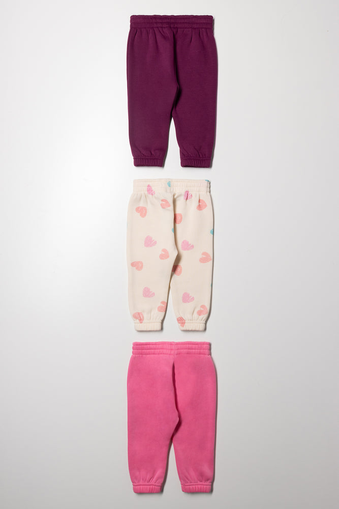 3 Pack Track Pants Burgundy, Natural And Pink (2)