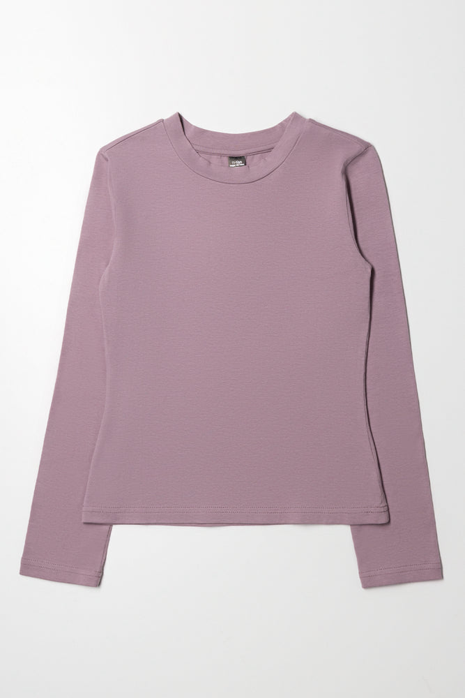 Long Sleeve Crew Neck T-Shirt Purple