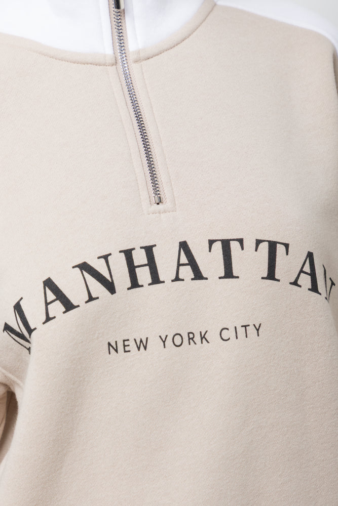 Manhattan Quarter Zip Top Natural (3)