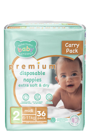 ABC Premium Midi Nappies 36'S | | Ackermans