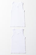 2 Pack Sleeveless Vests White