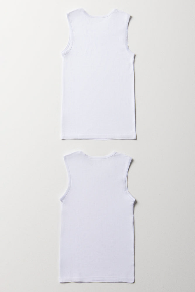 2 Pack Sleeveless Vests White (2)