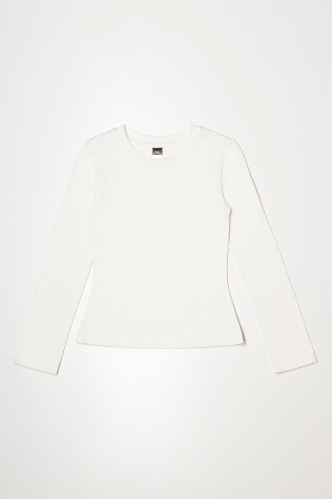 Crew Neck Long Sleeve T-Shirt White