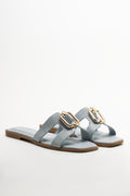 Cut Out Mule Sandals Blue