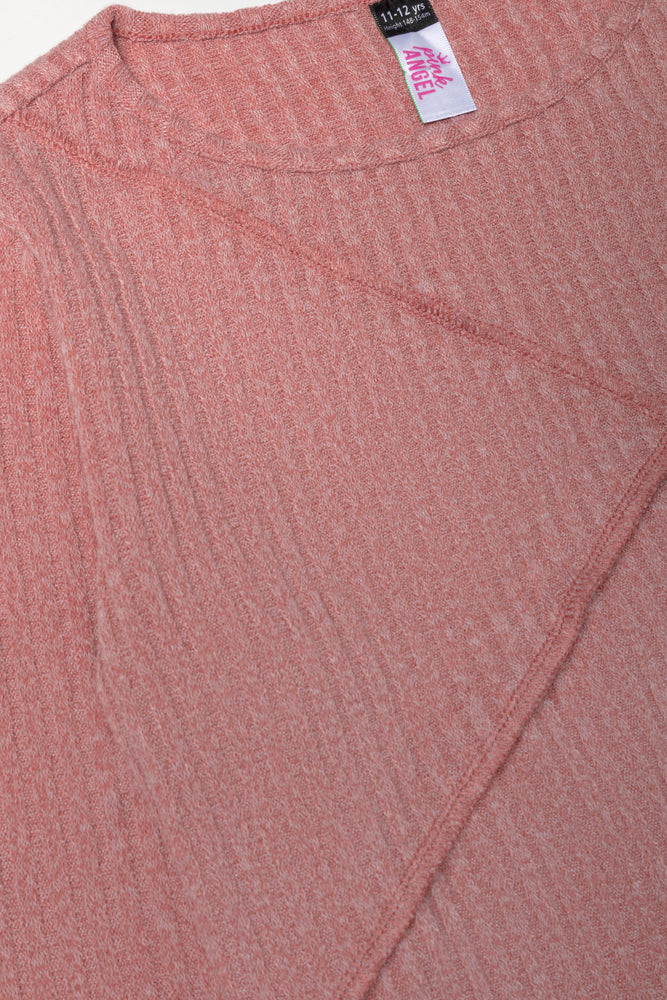 Crew Neck Top with Front Detail Pink