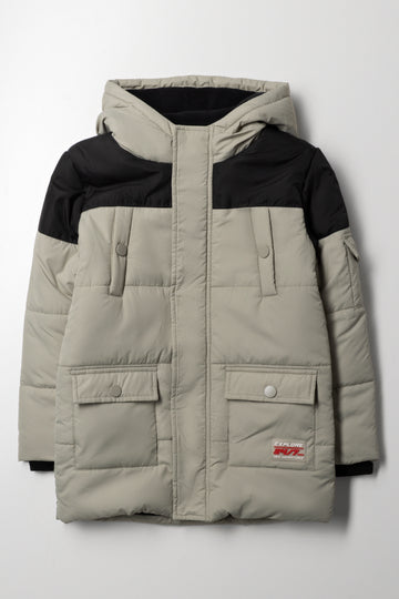 Hooded Puffer Parka Jacket Green