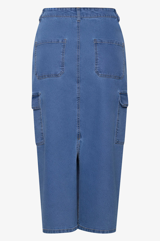 Denim Utility Skirt Mid Blue