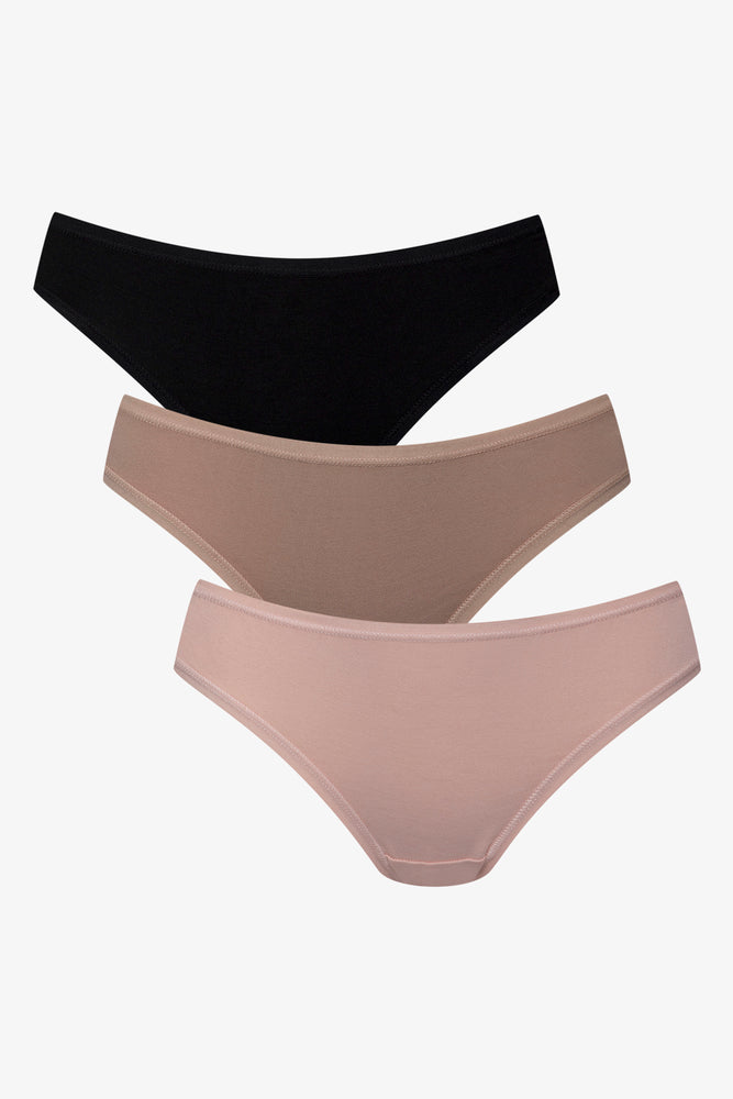 3 Pack Bikini Pink, Natural And Black
