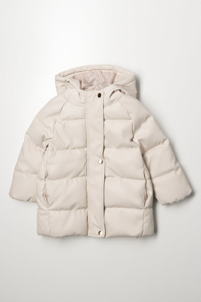 Hooded Puffer Coat Natural