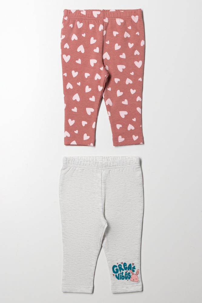 2 Pack Leggings Grey And Pink
