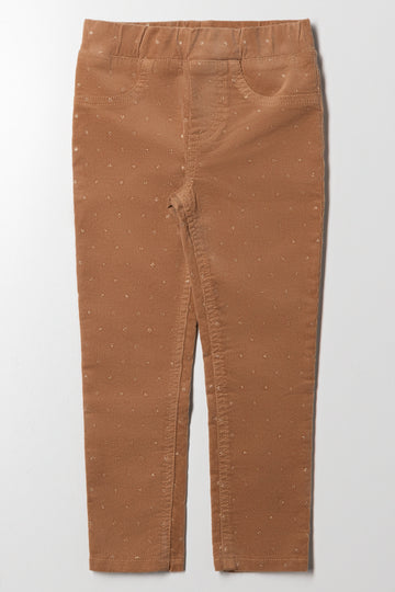 Glitter Corduroy Jeggings Natural