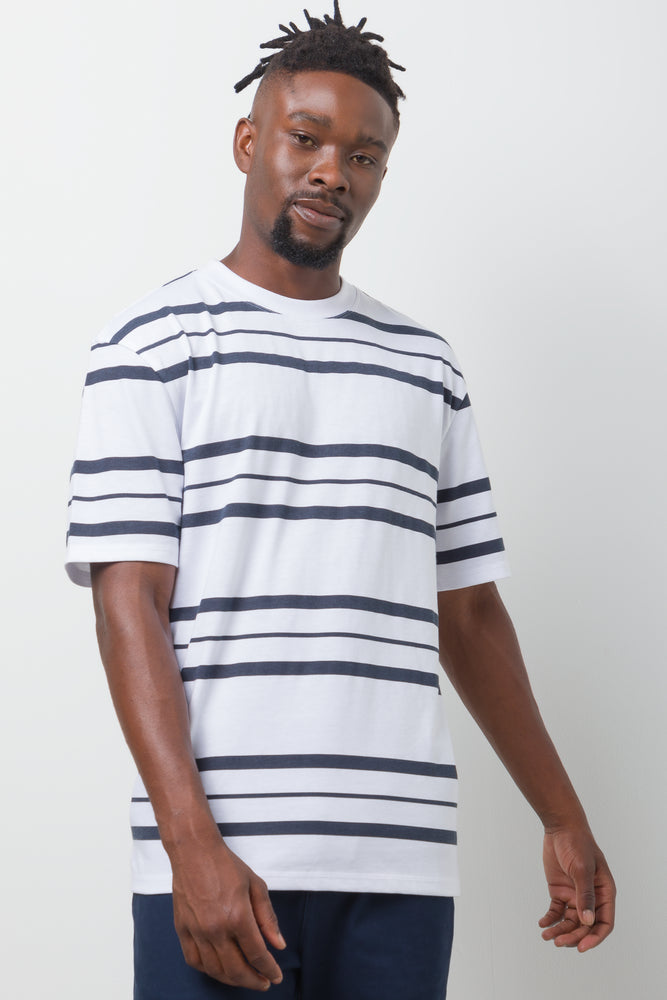 Stripe Short Sleeve T-Shirt Navy And White