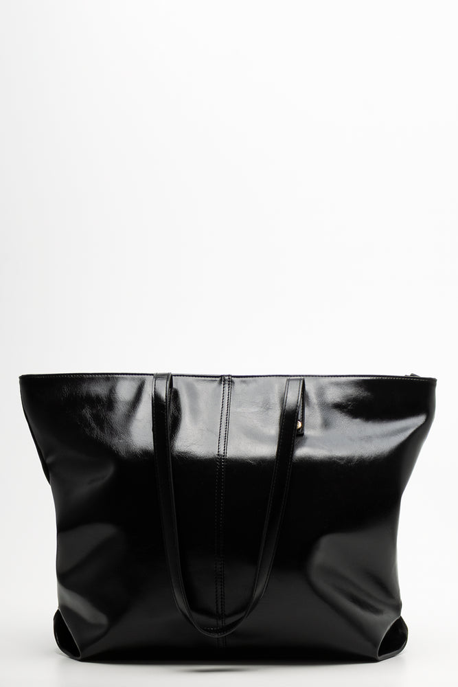Large Patent Tote Bag Black