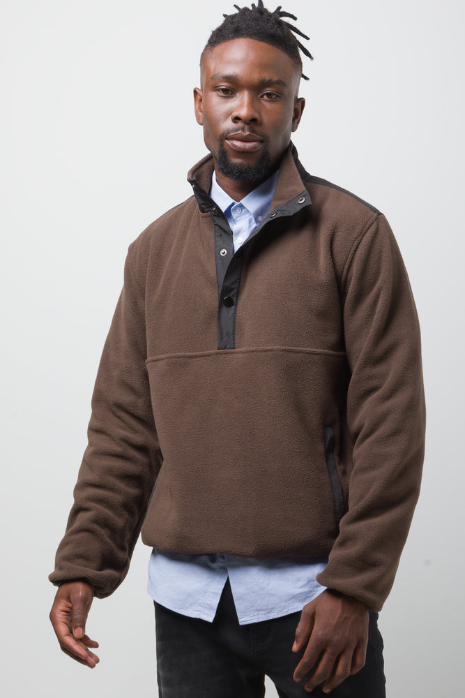 Quarter Button Top Brown