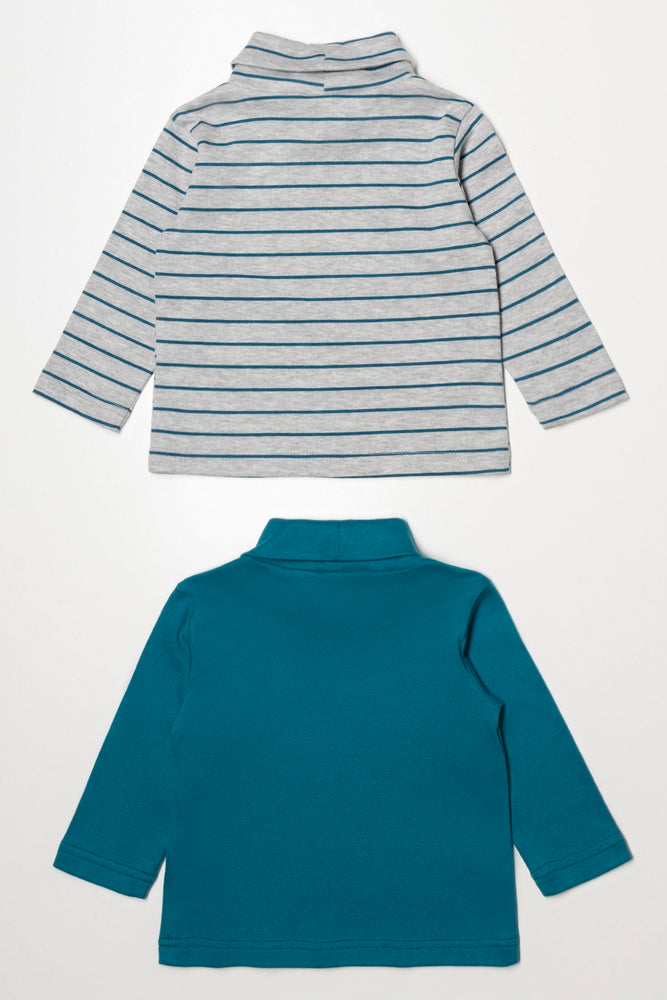 2 Pack Stripe Polonecks Green And Grey (2)