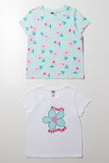 2 Pack Floral Short Sleeve T-Shirts White And Green