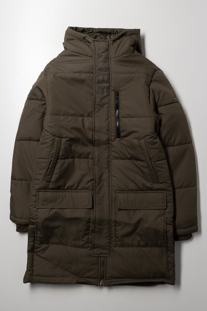 Longer Length Puffer Jacket Green