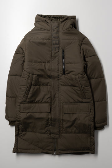 Longer Length Puffer Jacket Green