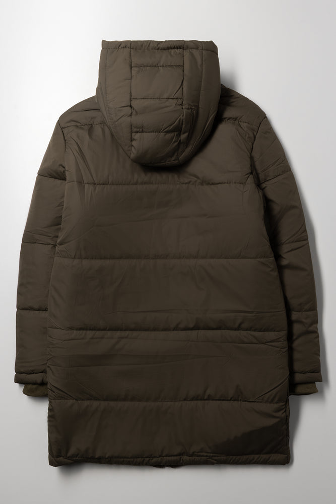 Longer Length Puffer Jacket Green (2)