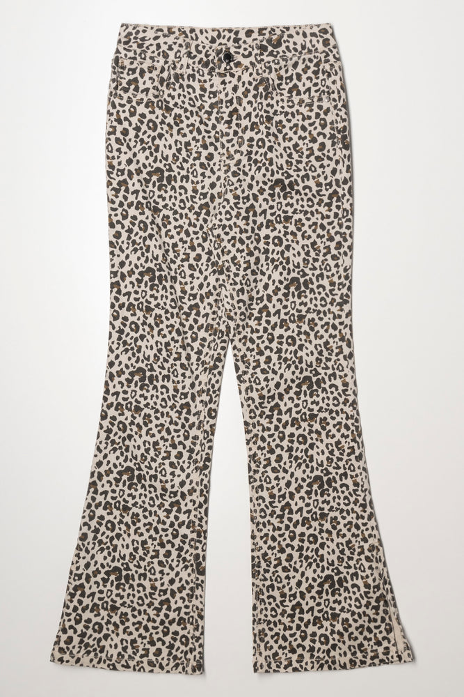 Leopard Flare Leg Denim Jeans Multi