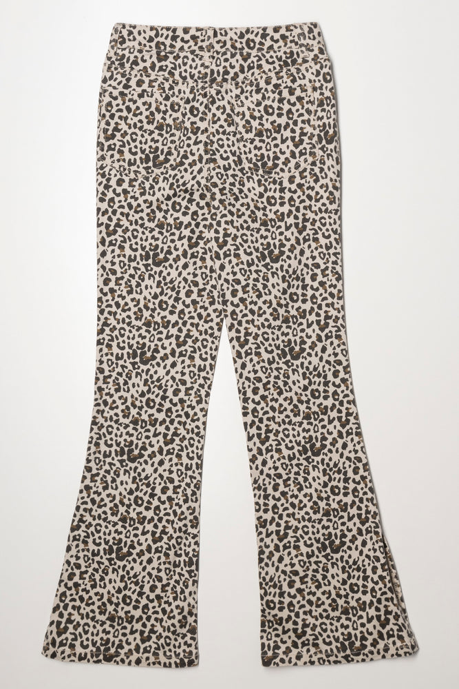 Leopard Flare Leg Denim Jeans Multi (2)