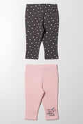 2 Pack Leggings Pink And Grey