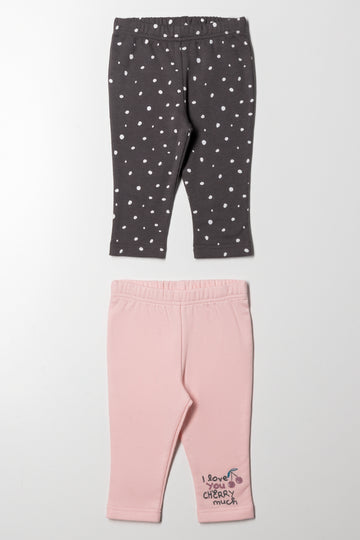 2 Pack Leggings Pink And Grey