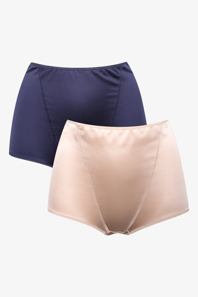 2 Pack Low Leg Briefs Navy & Natural