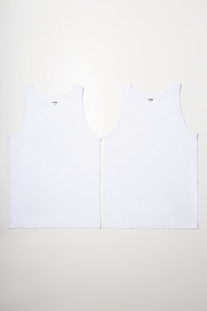 2 Pack Sleeveless Vests White