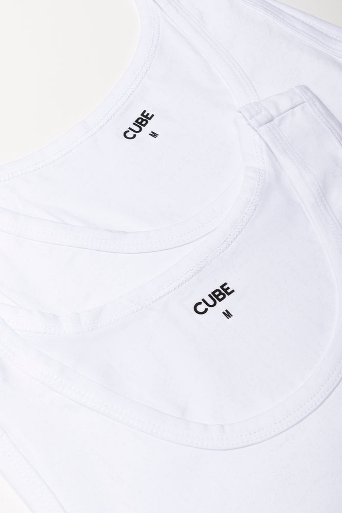 2 Pack Sleeveless Vests White