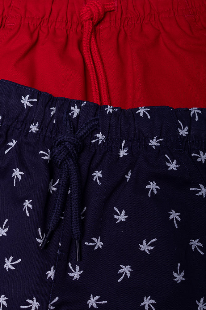 2 Pack Nautical Woven Shorts Red And Navy