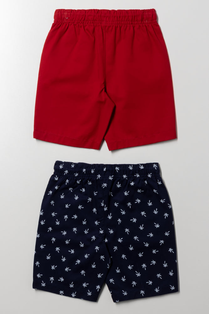 2 Pack Nautical Woven Shorts Red And Navy (2)