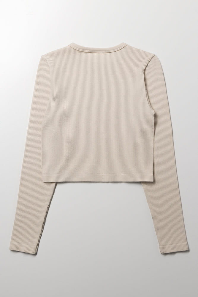 Seamless Long Sleeve Top Natural (2)
