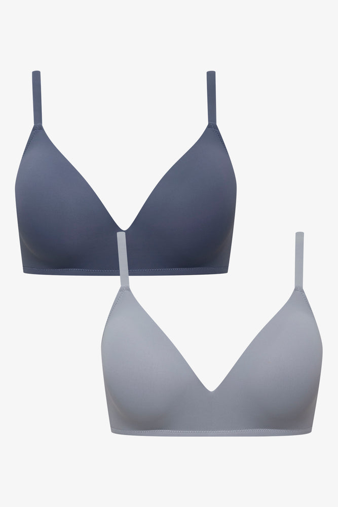 2 Pack Smooth Padded Wirefree Bra Grey And Blue