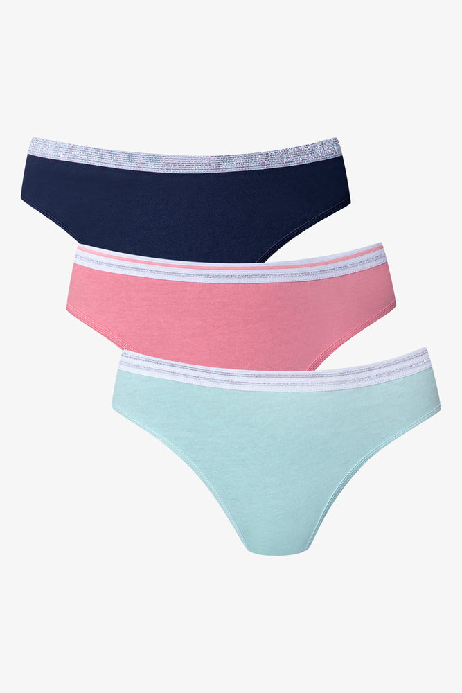 3 Pack Bikini Navy, Pink And Blue