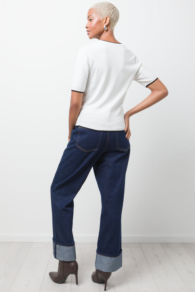 Ballerina Sleeve Crew Neck T-Shirt White (2)