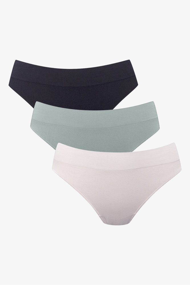 3 Pack Seamfree Thongs Black, Green And Pink